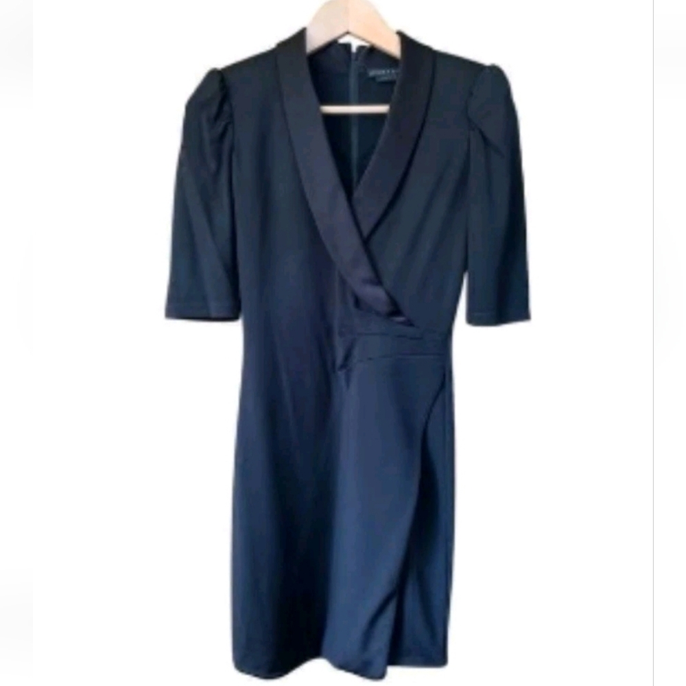 Alice + Olivia Remi Puff Sleeve Wrap Tuxedo Mini Dress Size 4 - Picture 7 of 10